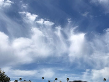 virga beneath cumulus clouds