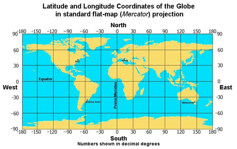 Lines Of Latitude And Longitude Map