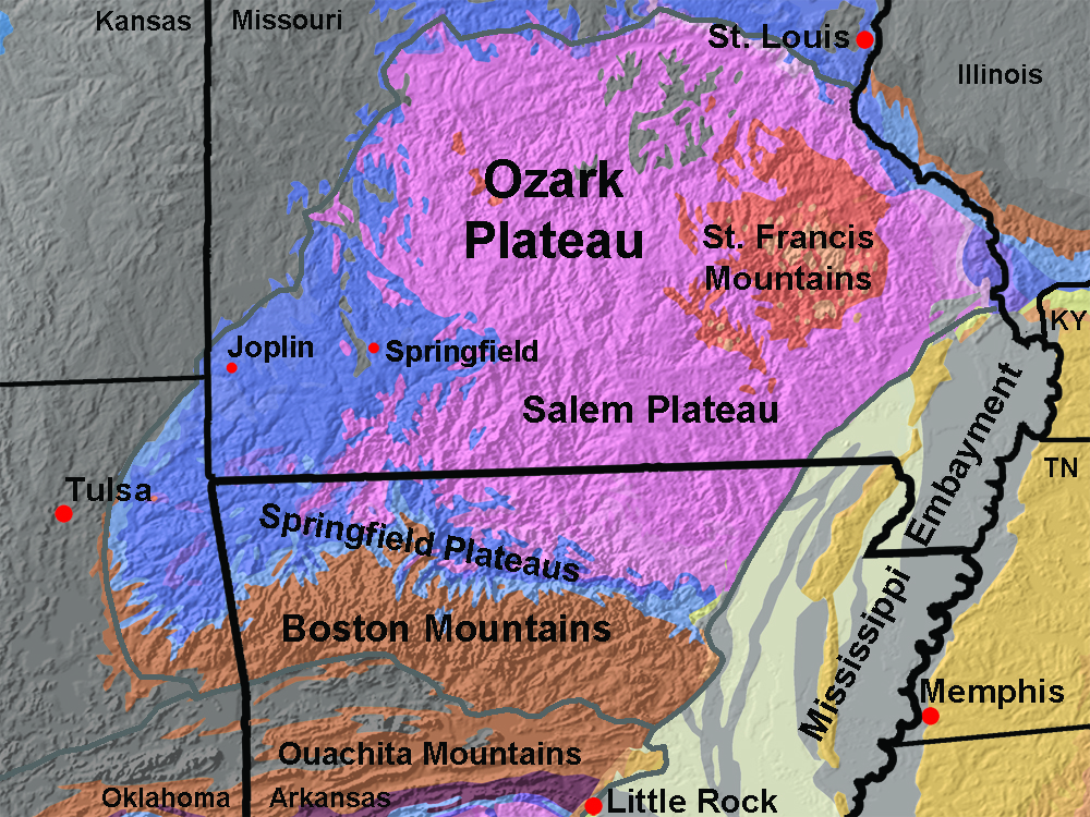 Ozark Plateau Map   Ozarks 