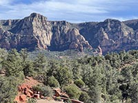 The high escarpment of the Mogollon Rim defines the boundary between the Basin & Range Transition Zone and the Colorado Plateau (to the north). This view is in Sedona, AZ.