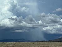 summer monsoonal thunderstorm drenches part of the landscape in the Transiton Zone of the Basin & Range in central Arizona. Episodic intense thunderstorms lead to flash flooding hin the region.
