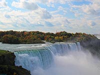 Niagara Falls is along the St. Lawrence River between Lake Erie and Lake Ontario.