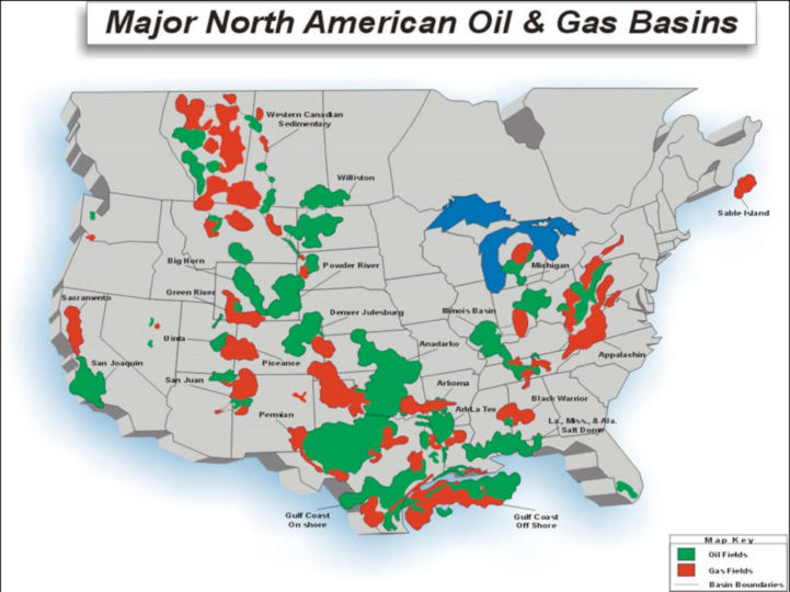 Oil and gas basins of the United States