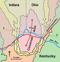 Geologic map of the Cincinnati Ohio region