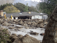 A debris flood deposit in Santa Barbara in 2018.