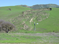 Earth flow on a slope near Highway 25 south of Hollister, CA