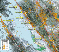 Earthquake Map of the Southern San Francisco Bay region