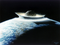 Asteroid impacting earth