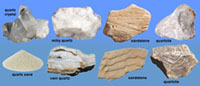 Quart varieties in common mineral, sediment, and rock forms.