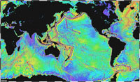 Map of the sea floor based on satellite gravity data.
