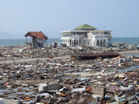 Only a brick mosque survived tsunami damage in Banda Aceh, 2004 tsunami