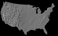 Shaded Relief Map of the United States