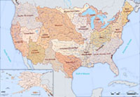 Map of the major watersheds (drainge basins) of the United States