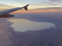 Aerliner view of the Salton Sea (from the south) and the agricultural region of the Imperial Valley.