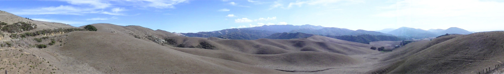 View looking south along the crest of the Gavilan Range showing the anticlinal structure of the range. 