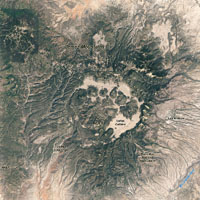 Valles Caldera is in the center of the supervolcano that makes up the Jemez Mountains near Los Alamos, New Mexico. 