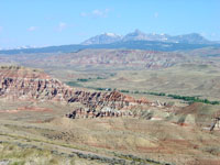 View of the northwest end of the Absaroka Mountains in the north, Wyoming.