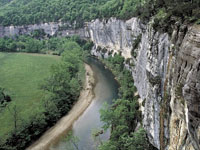 Limestone cliffs along the Buffalo River, a national scenic river, illustrated the character of the incised Ozark Plateau. 