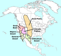 Desert and steppe regions in the Western United States