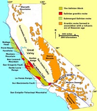 San Andreas Fault System in California and the Salinian Basement rocks of the California Coast Ranges
