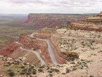 Southern Utah Highway 95 descends into the Valley of the Gods, an escarpment along the San Juan River valley. 