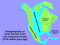 Map of the extent of the Western Interior Seaway during the Late Cretaceous Period. 