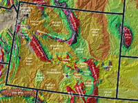 Wyoming mountain ranges, uplifts, and basins. 