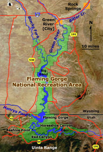 Map of Flaming Gorge National Recreation Area
