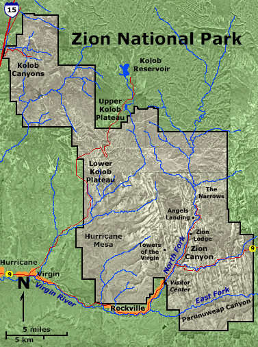 Map of Zion Natinal Park