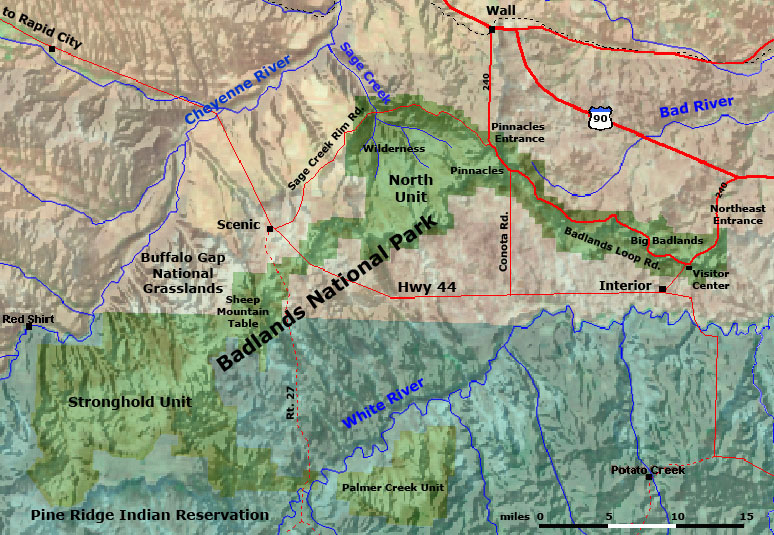 Map of Badlands National Park