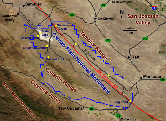 Map of Carrizo Plain National Monument