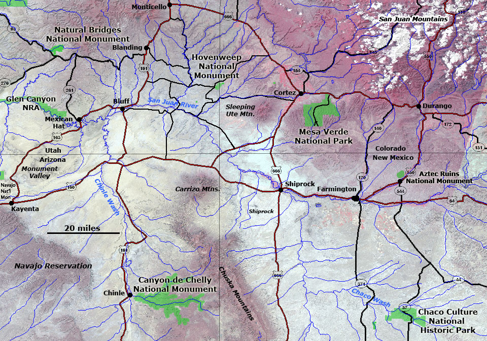 Map of the Four Corners region