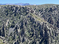 View of the plateau surface and pinnacles of rhyolite tuff as seen from Massai Point.