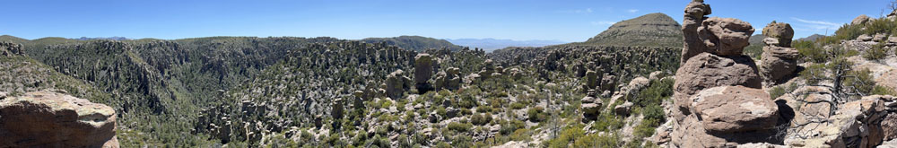 Geology of National Parks: Panoramic view from the high pinnacles area in Chiricahua National Monument.