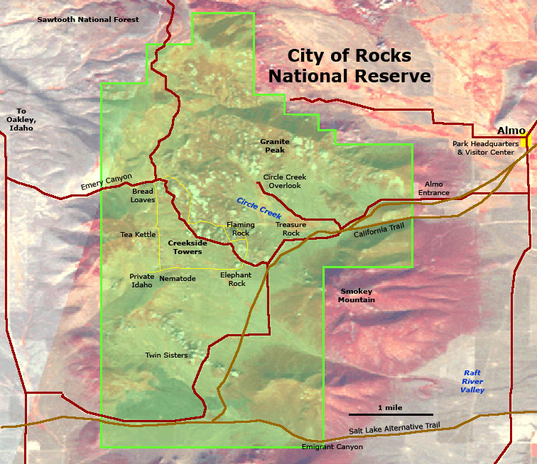 Map of City of Rocks National Reserve