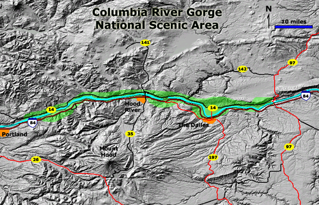 Map of Columbia River Gorge National Scenic Area