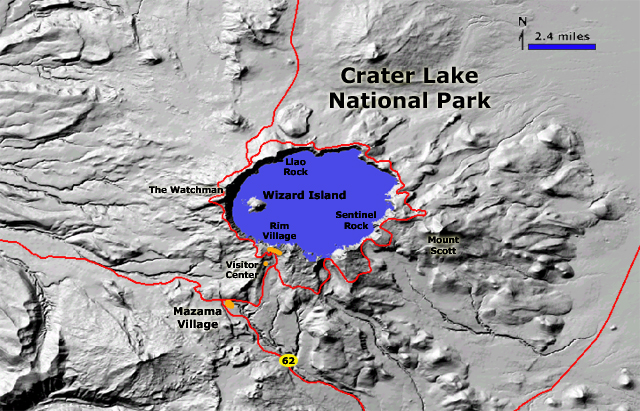 Map of Crater Lake National Park area