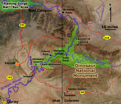 Map of Dinosaur National Monument