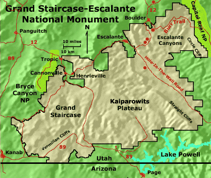 map of Grand Staircase-Escalante National Monument
