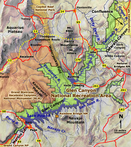 Map of Glen Canyon National Recreation Area