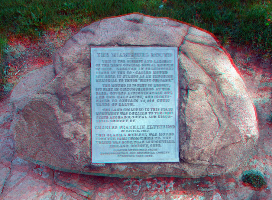 Memorial marker at the base of the Miamisburg Mound. 