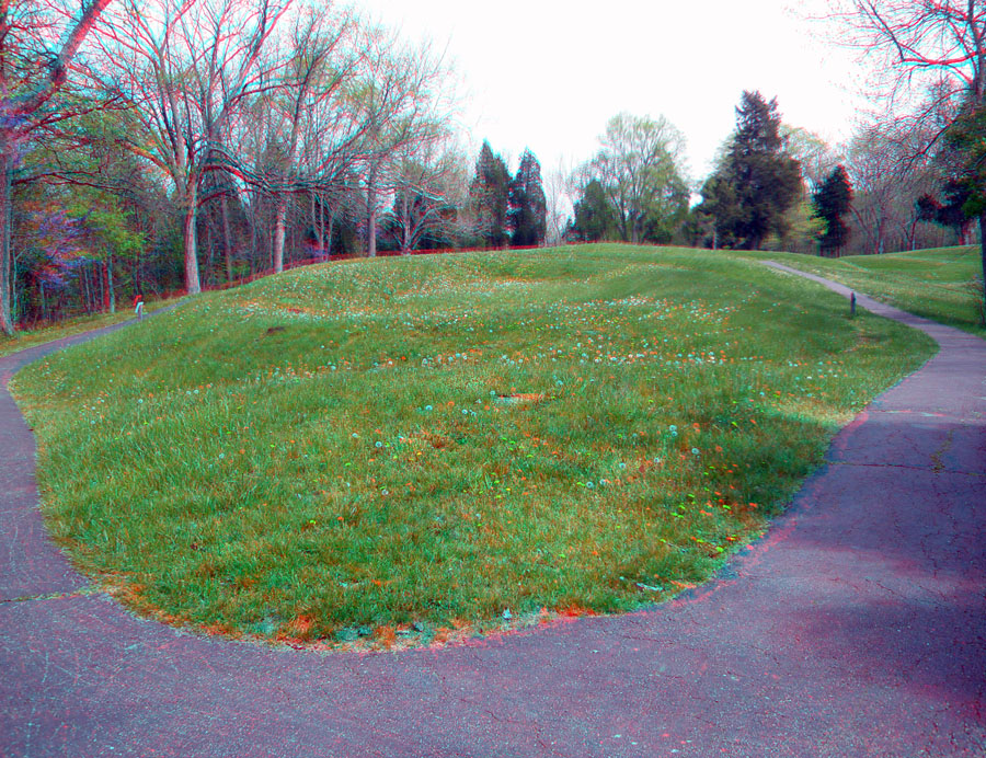 View of the large hollow egg in the mouth of the great serpent effigy mound.