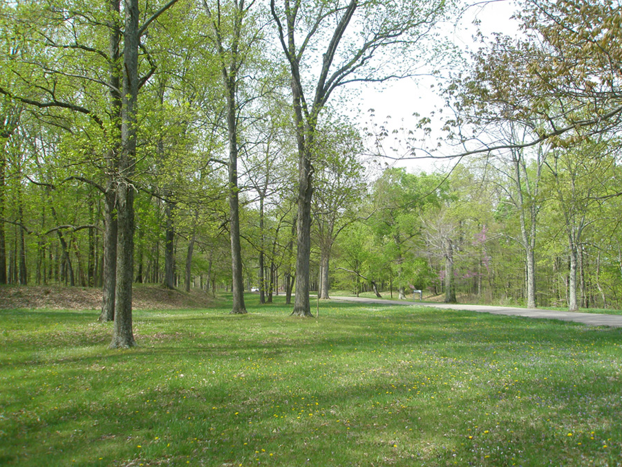 Earthworks and park road  in Fort Ancient Memorial Park