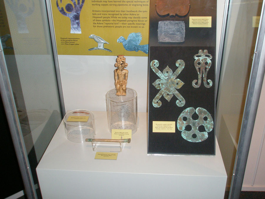 Fort Ancient Museum display with artifacts.