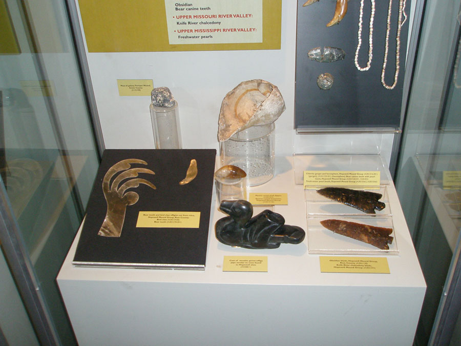 Fort Ancient Museum display with artifacts.