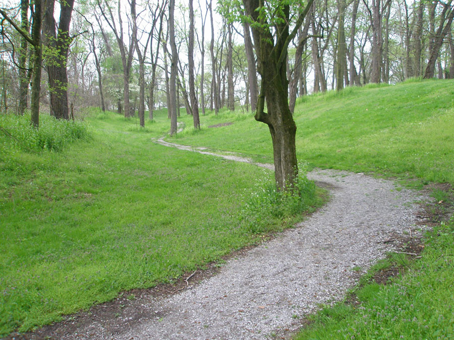 Trail through the ancient earthworks at Shawnee Lookout Park