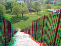 Stairs descending from the top of Miamisburg Mound