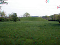 Burial mound at the center of Seip Mound earthworks.