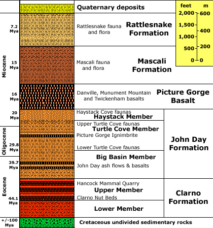 Stratigraphy of John Day Fossil Beds region