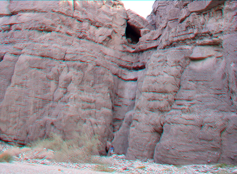 An erosion pit below a dry water fall in Colored Canyon